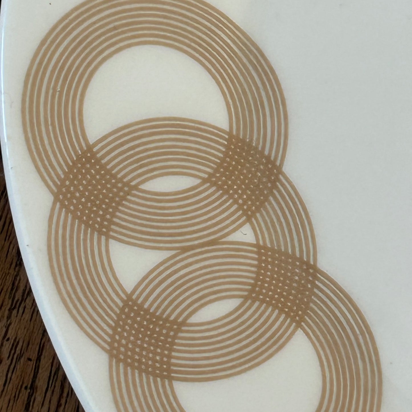Vintage John Russell Hostess Tableware - Set of 6 Olympus 7" Side Plates - Geometric Brown And White Circle Design