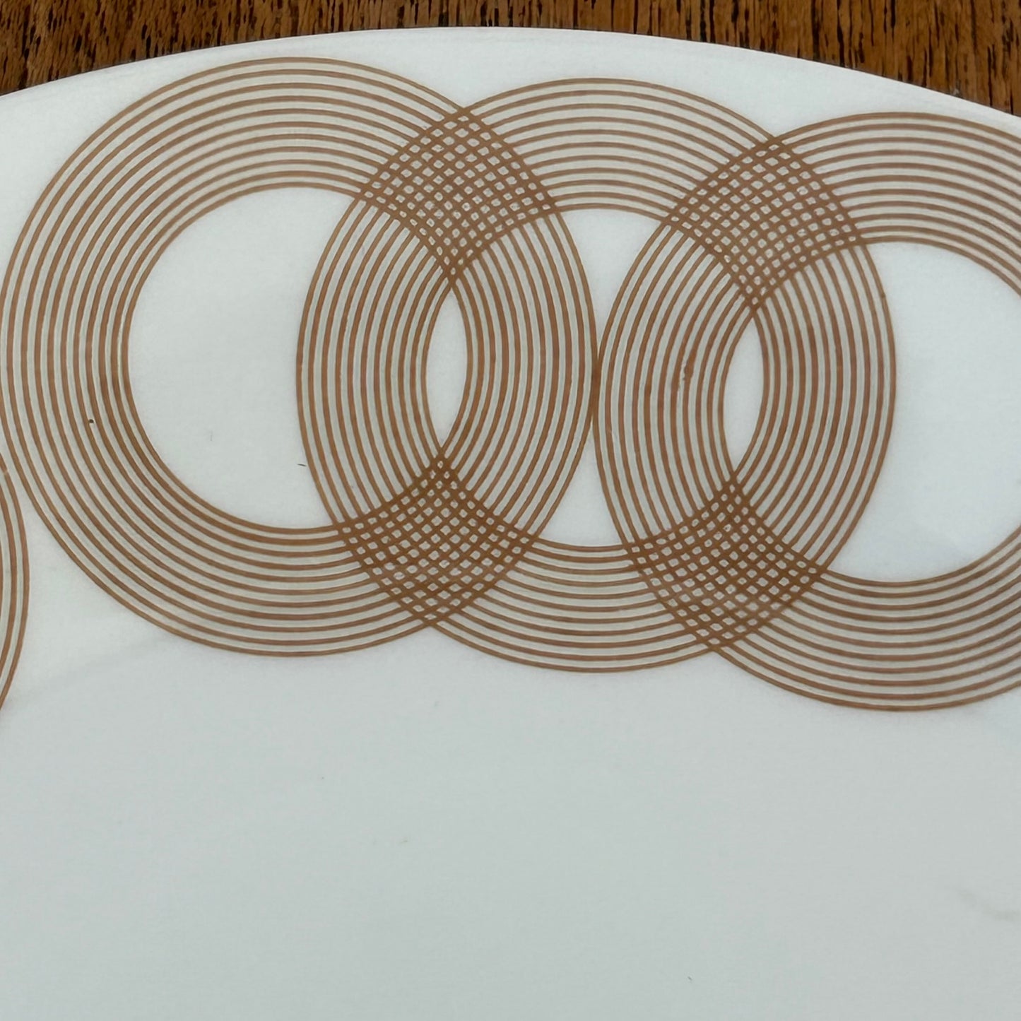 Vintage John Russell Hostess Tableware - Olympus 9" Luncheon / Dessert Plate - Geometric Brown And White Circle Design
