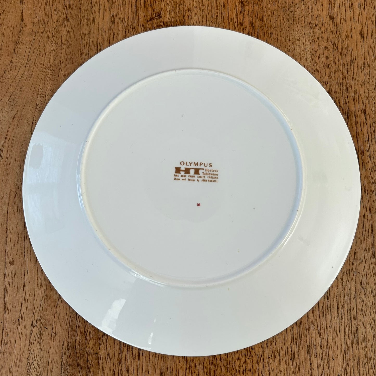 Vintage John Russell Hostess Tableware - Olympus 9" Luncheon / Dessert Plate - Geometric Brown And White Circle Design
