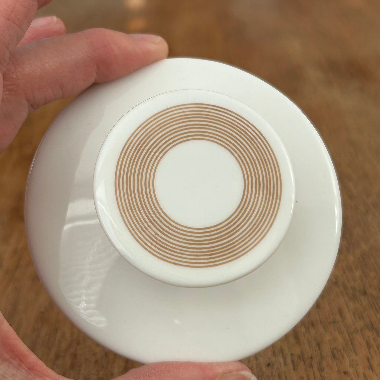 Spare Coffee Pot Lid - Vintage John Russell Hostess Tableware Olympus - White With Brown Circle