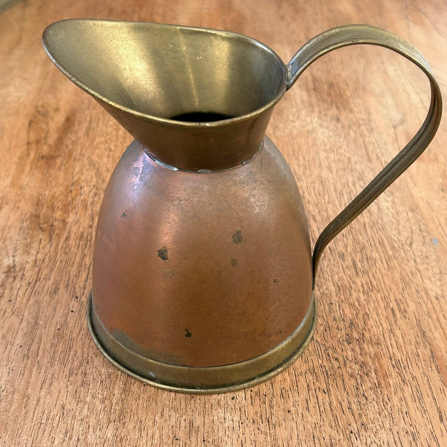 Vintage Copper & Brass Plated Small Pitcher – 13cm - Good For Dried Flower Display - Patina And Character