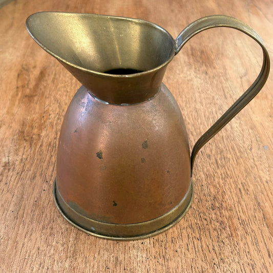 Vintage Copper & Brass Plated Small Pitcher – 13cm - Good For Dried Flower Display - Patina And Character