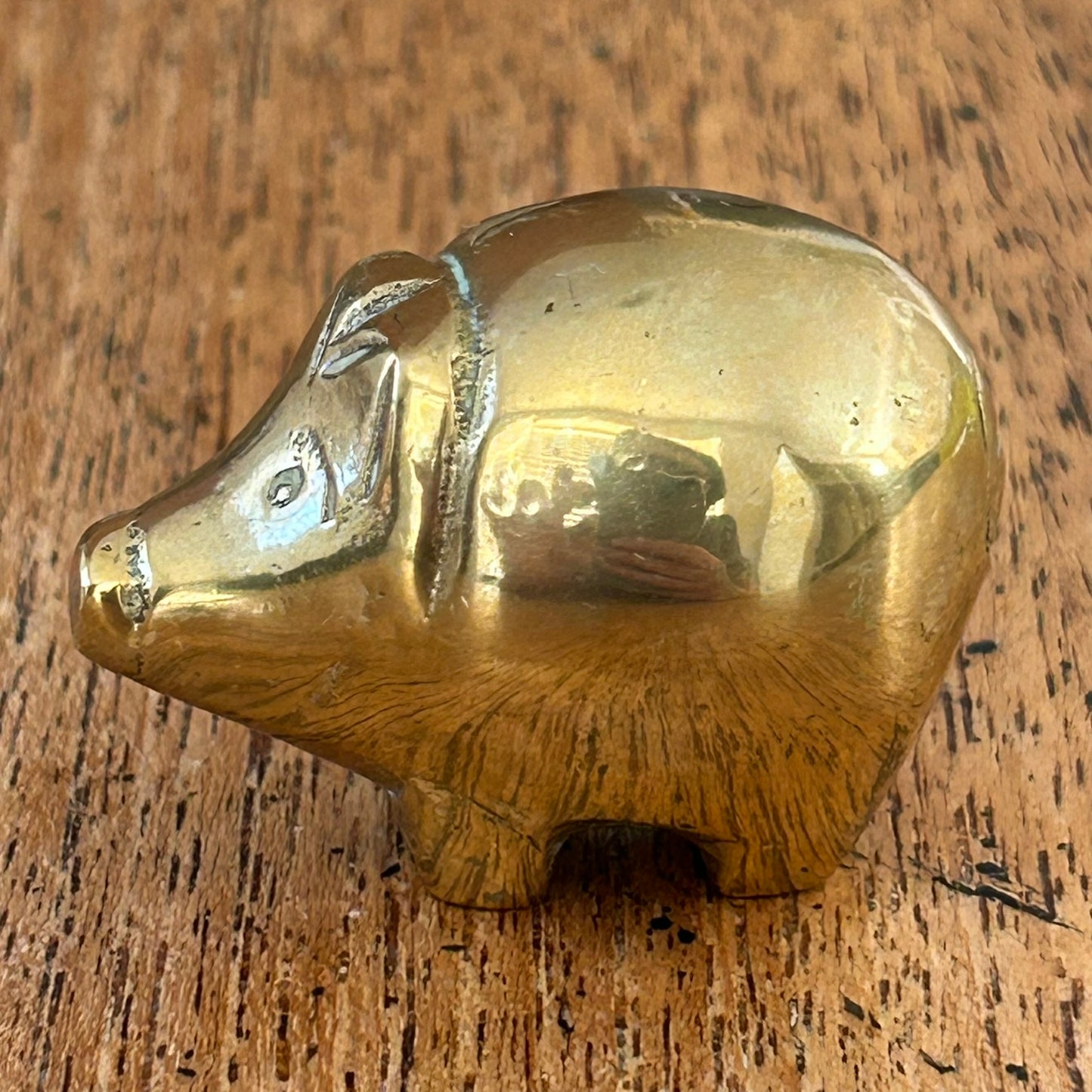 Solid Brass Miniature Pig Ornament – 2.7cm - Smooth Polished And Tactile - Cute Decorative Piece