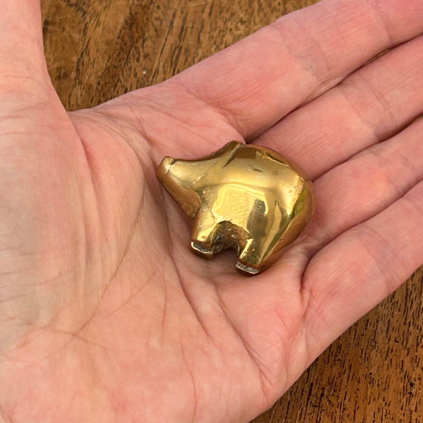 Solid Brass Miniature Pig Ornament – 2.7cm - Smooth Polished And Tactile - Cute Decorative Piece