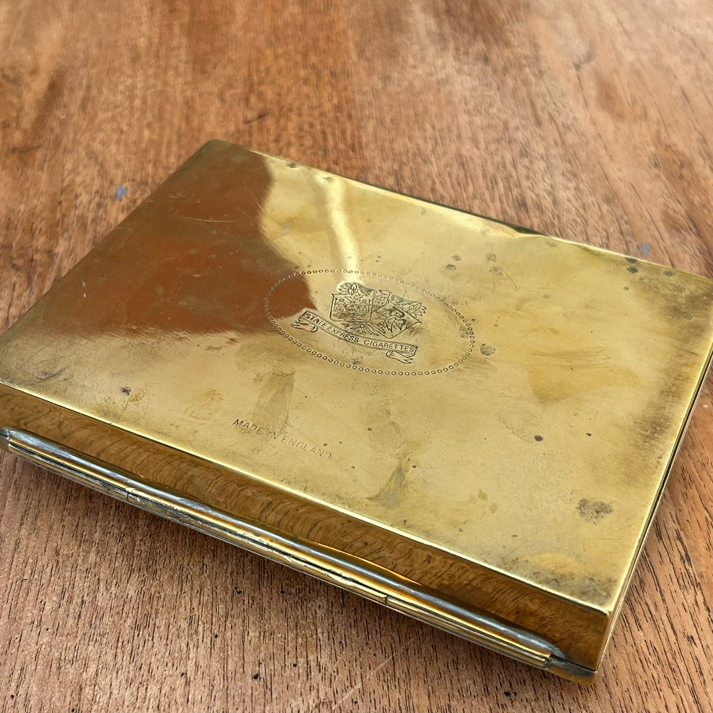 Art Deco Brass 'State Express' Cigarette Box – Decorative Jewellery Stash / Memento Box - Made In England
