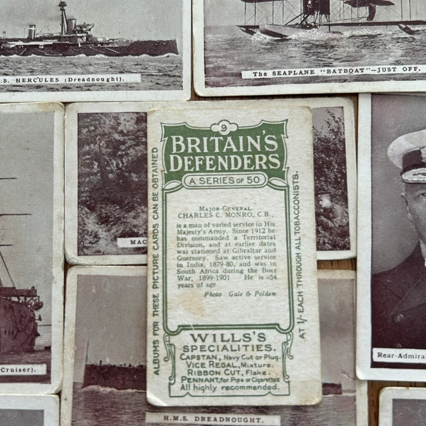 Wills Cigarette Cards - Britain's Defenders (Green back) - 1915 - Sold Individually - Please pick from the drop-down menu