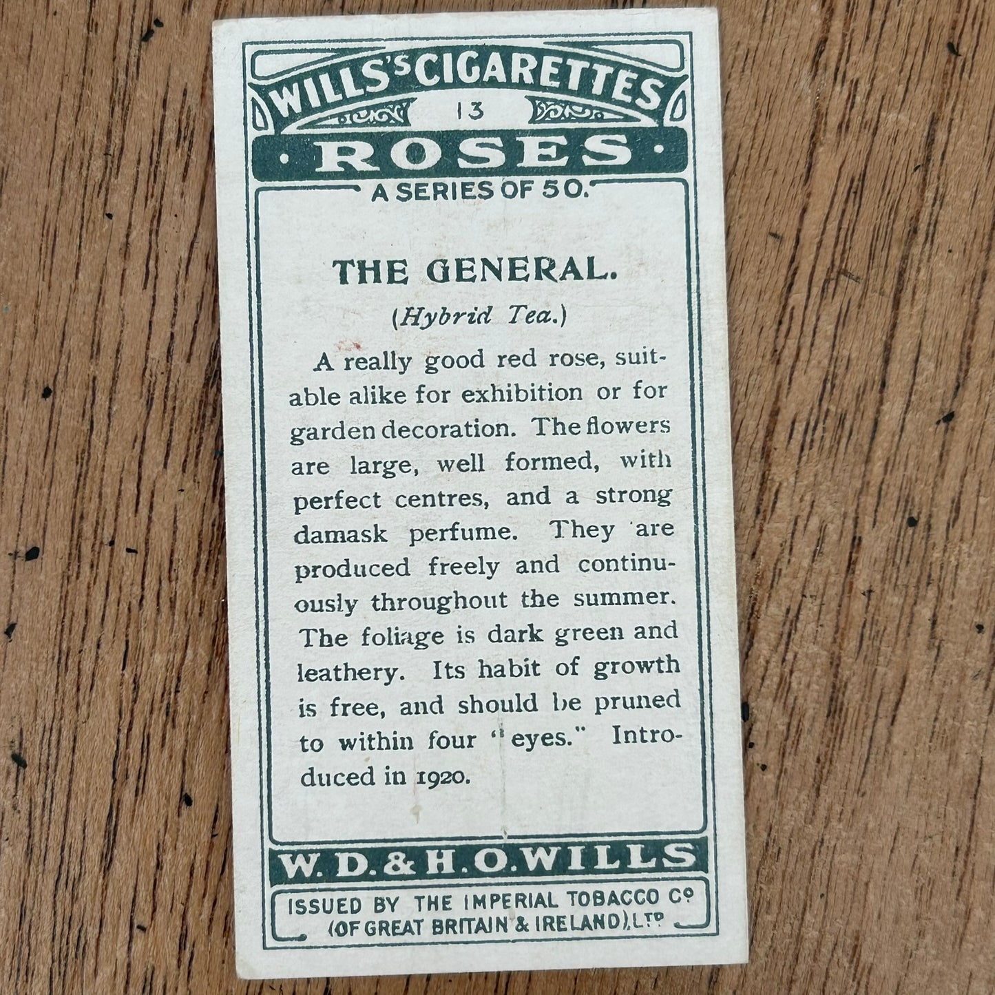 ROSES 1926 Wills Cigarette Cards - vintage rose pictures - sold individually