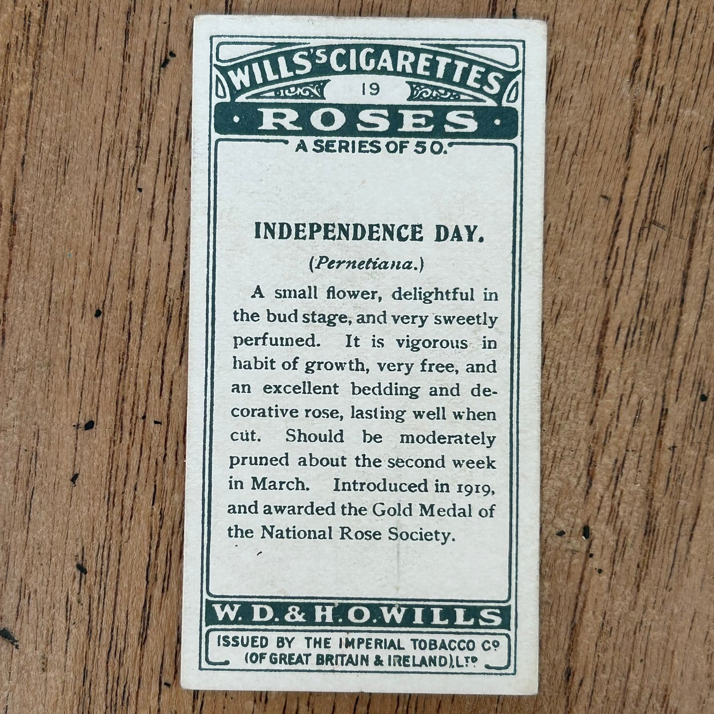 ROSES 1926 Wills Cigarette Cards - vintage rose pictures - sold individually