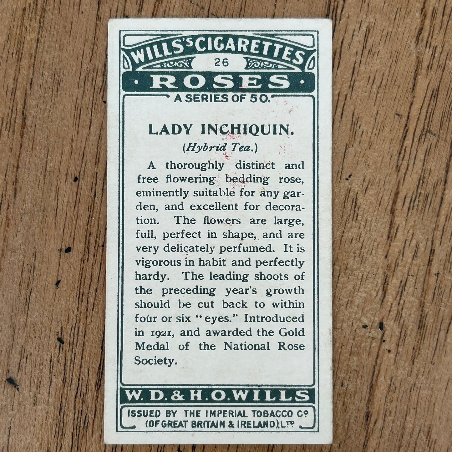 ROSES 1926 Wills Cigarette Cards - vintage rose pictures - sold individually