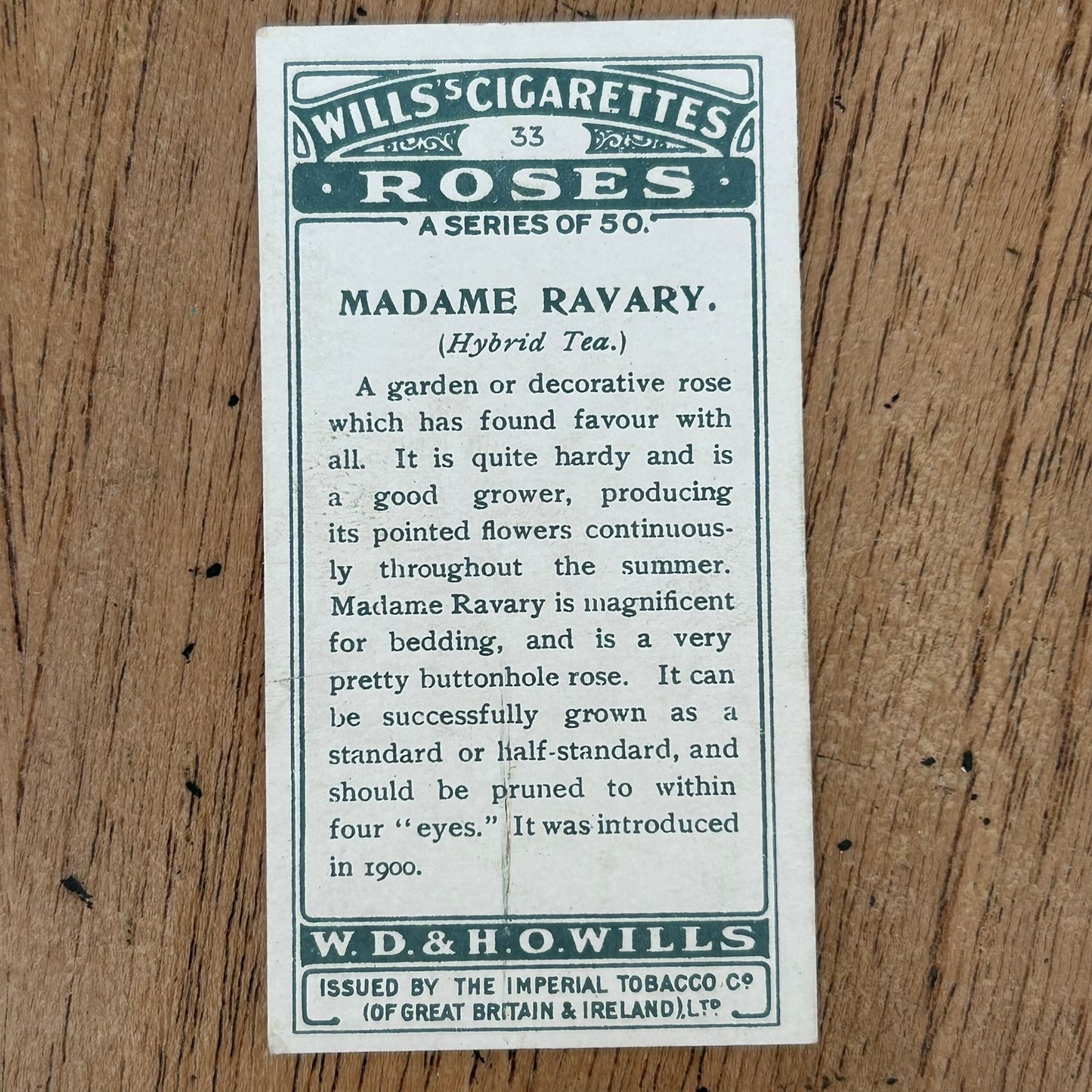 ROSES 1926 Wills Cigarette Cards - vintage rose pictures - sold individually