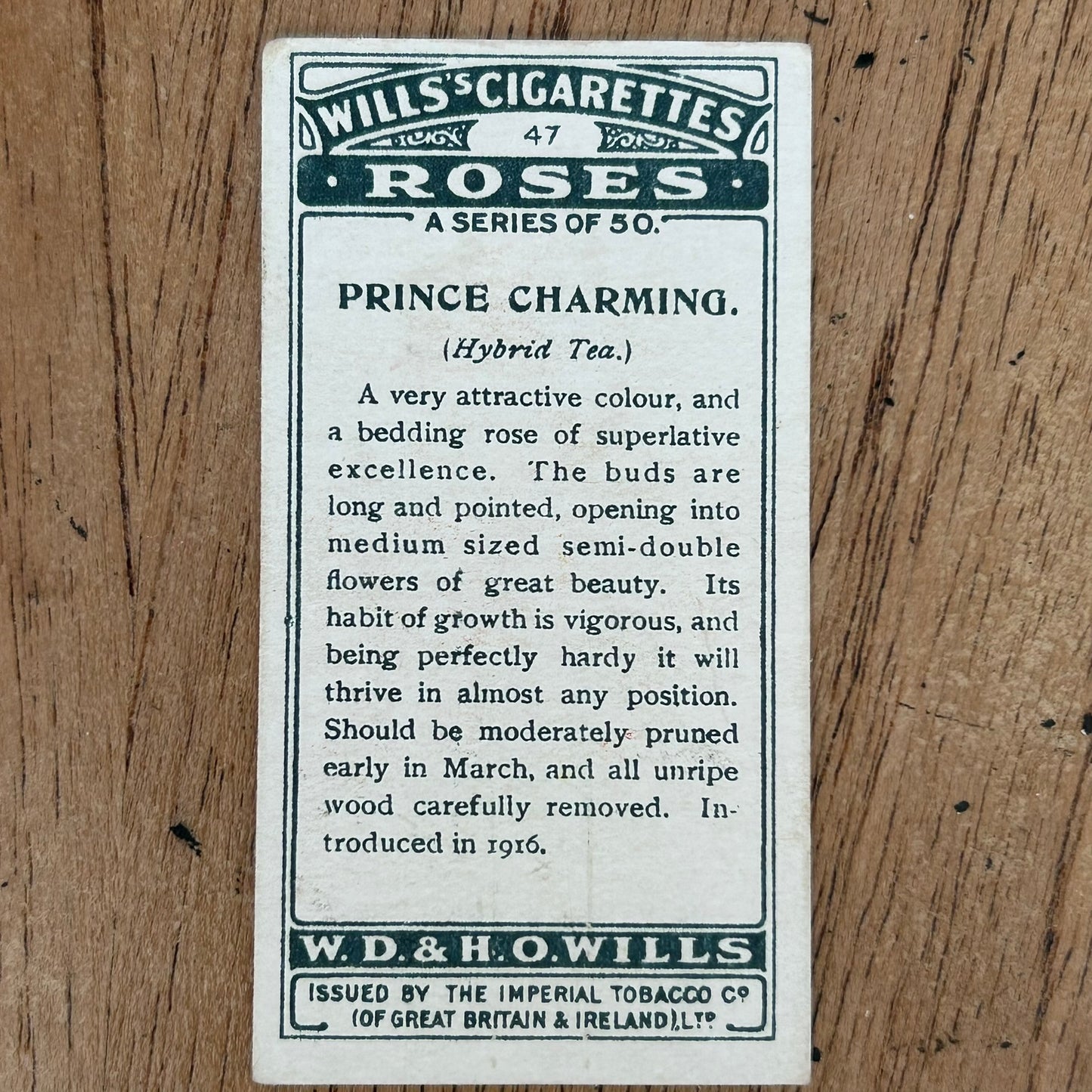 ROSES 1926 Wills Cigarette Cards - vintage rose pictures - sold individually