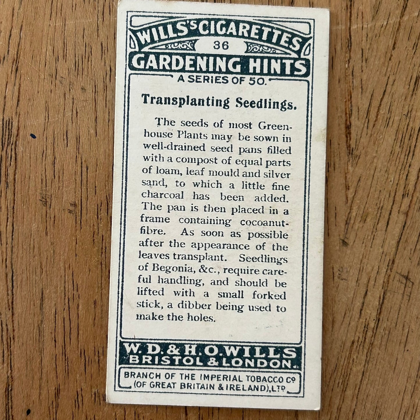 Wills Cigarette Cards GARDENING HINTS 1938. Sold individually so take your pick.