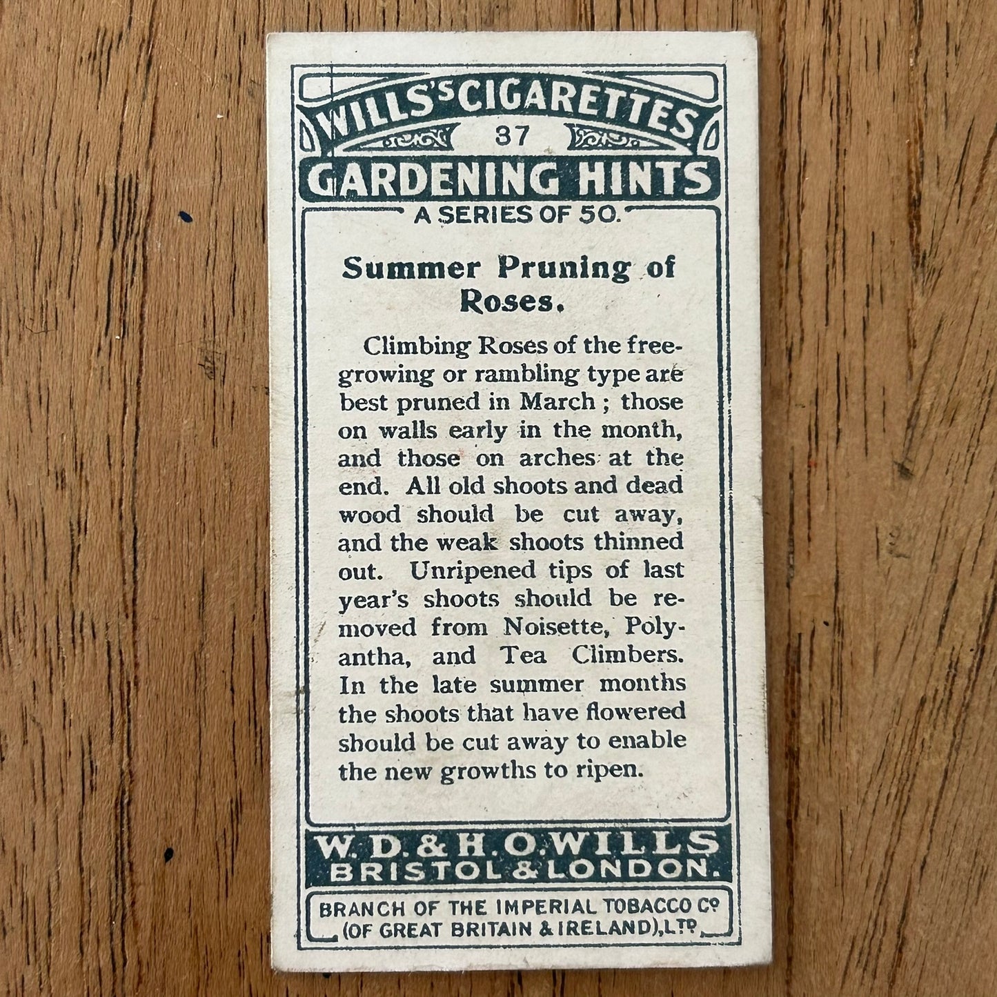Wills Cigarette Cards GARDENING HINTS 1938. Sold individually so take your pick.