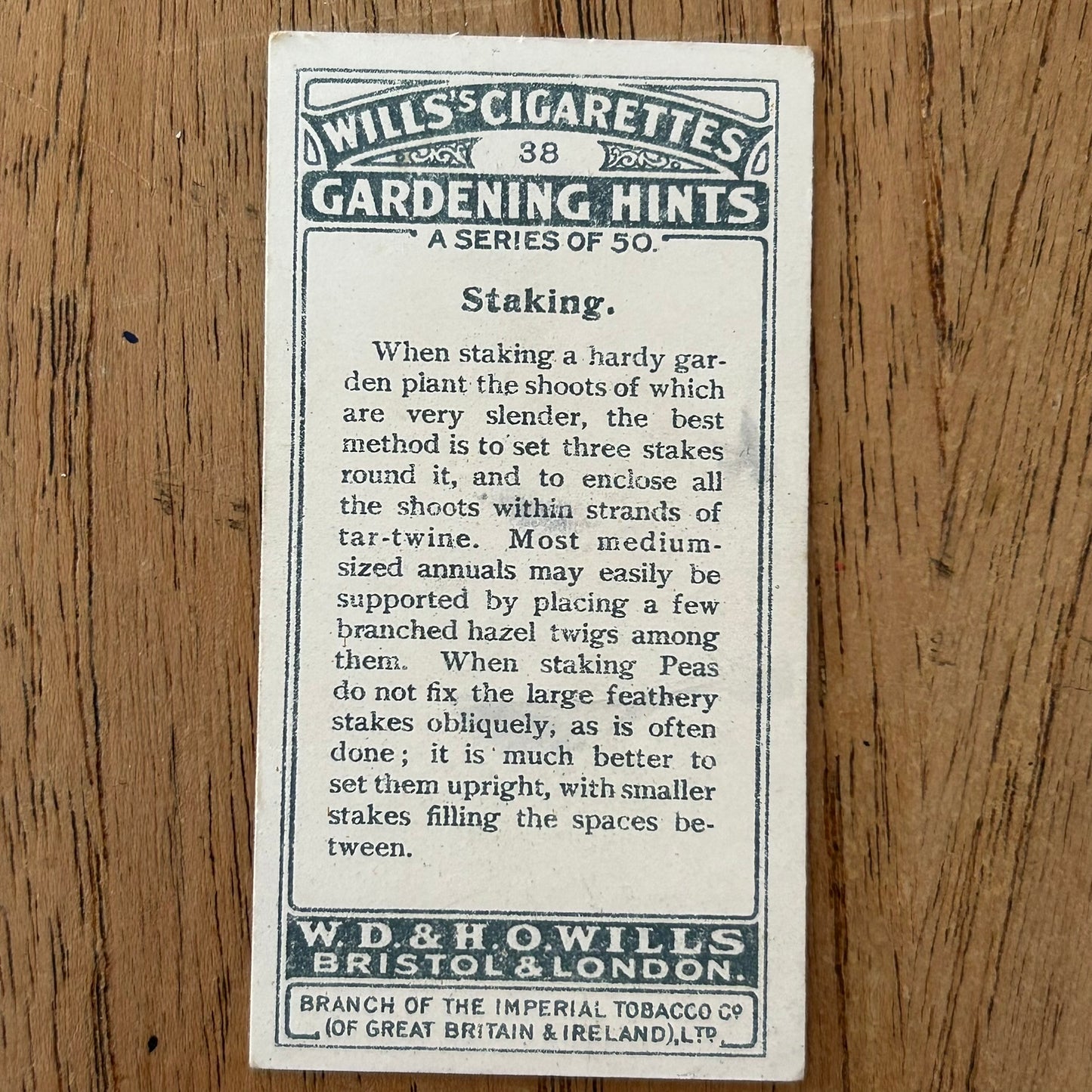 Wills Cigarette Cards GARDENING HINTS 1938. Sold individually so take your pick.