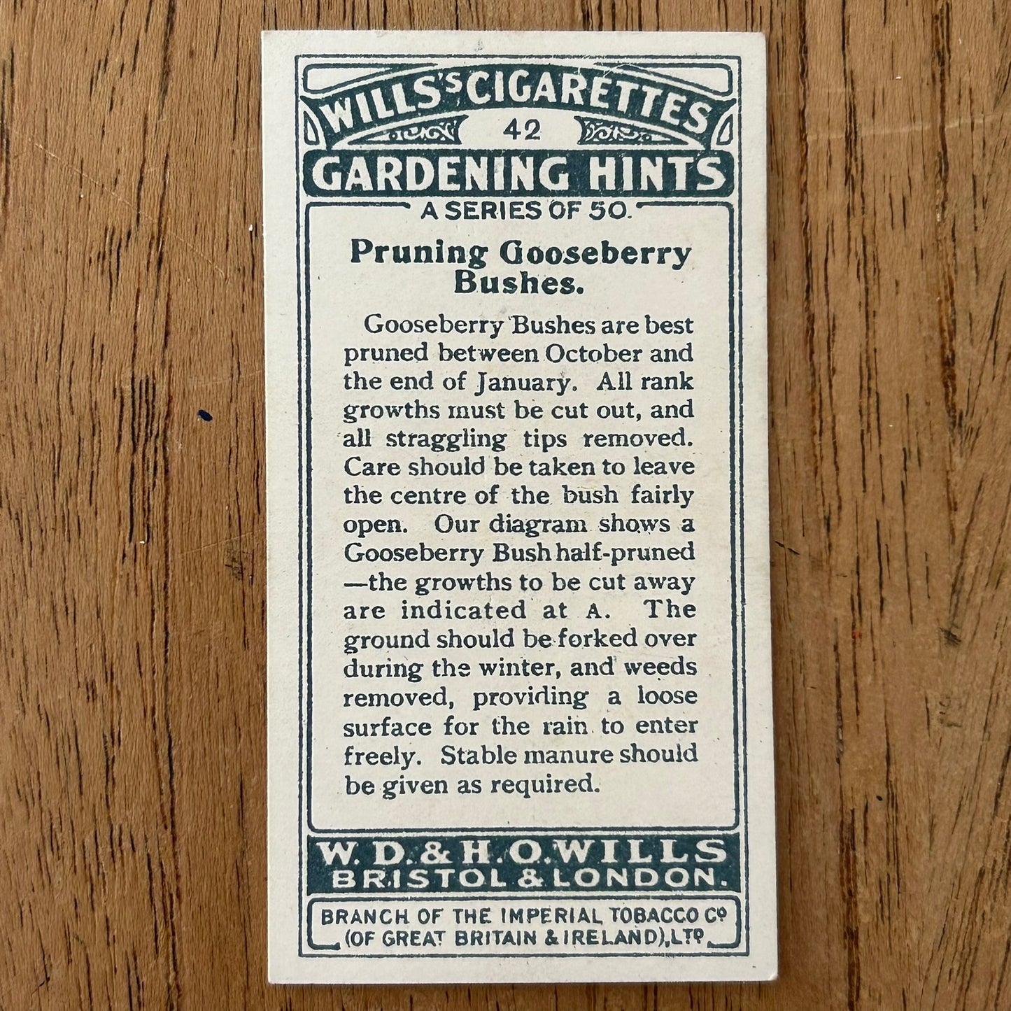 Wills Cigarette Cards GARDENING HINTS 1938. Sold individually so take your pick.