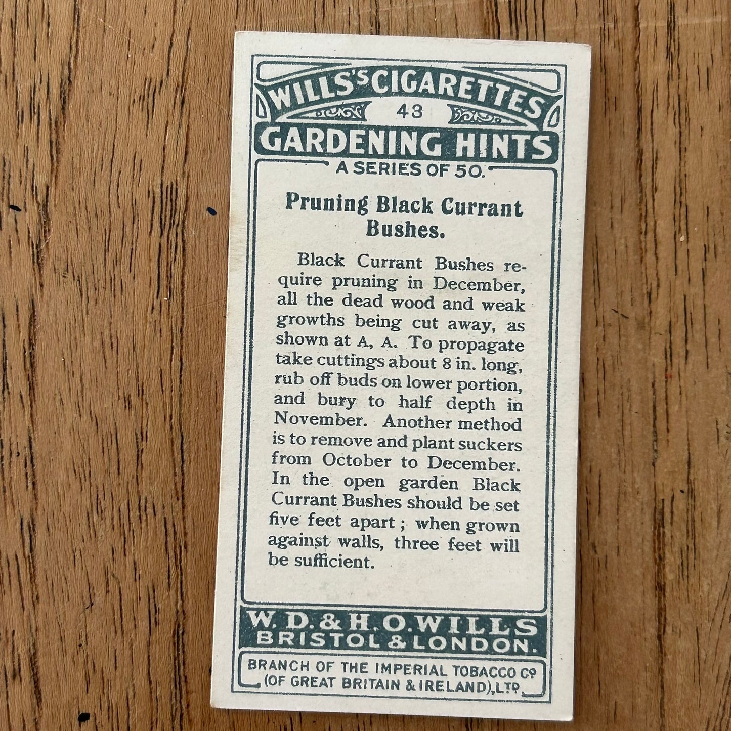 Wills Cigarette Cards GARDENING HINTS 1938. Sold individually so take your pick.