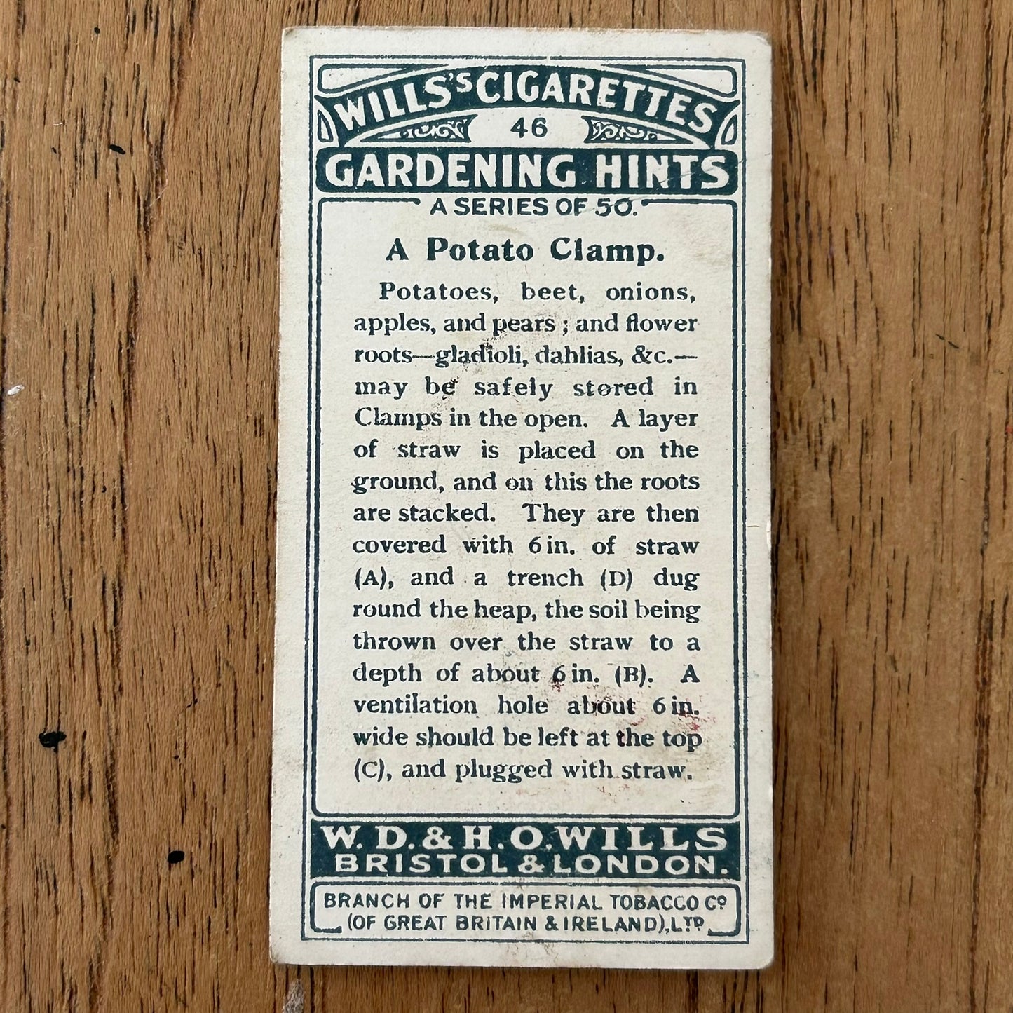 Wills Cigarette Cards GARDENING HINTS 1938. Sold individually so take your pick.