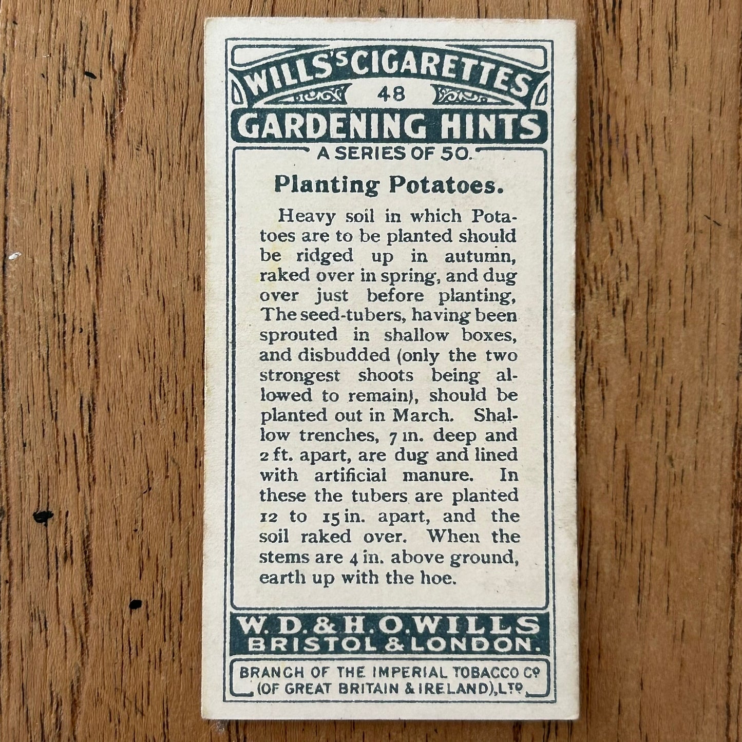 Wills Cigarette Cards GARDENING HINTS 1938. Sold individually so take your pick.
