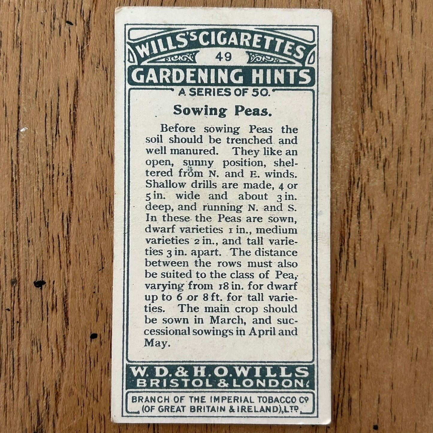 Wills Cigarette Cards GARDENING HINTS 1938. Sold individually so take your pick.