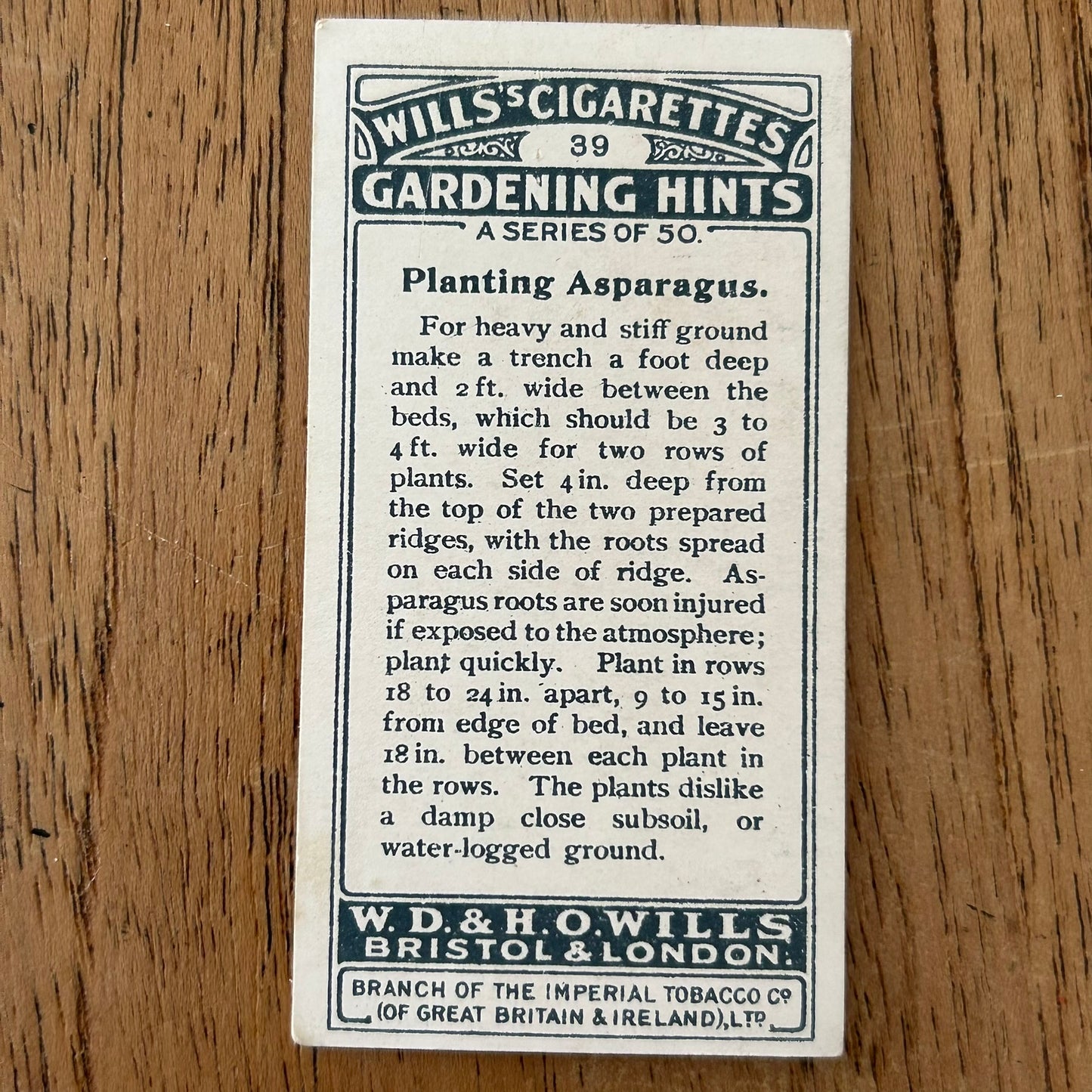 Wills Cigarette Cards GARDENING HINTS 1938. Sold individually so take your pick.