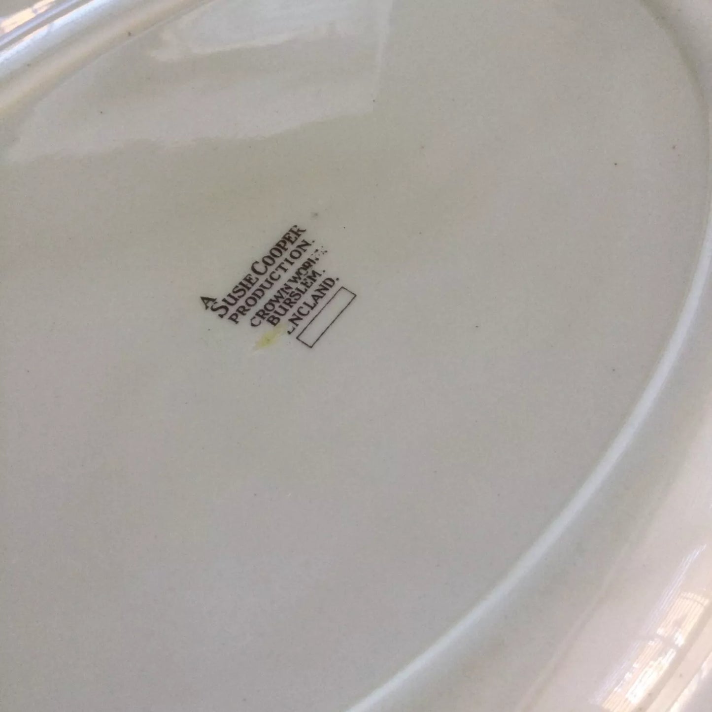 Vintage Susie Cooper Burslem 14” oval serving platter. 1930s cream with bright florals.