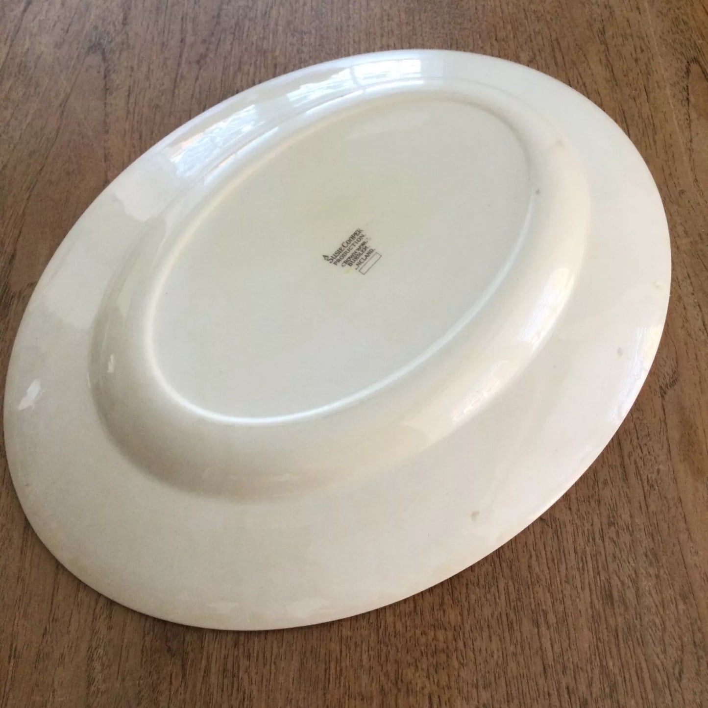 Vintage Susie Cooper Burslem 14” oval serving platter. 1930s cream with bright florals.