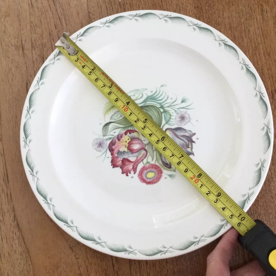 Susie Cooper Parrot Tulip design 10” plate dessert dinner E2396 60s floral green