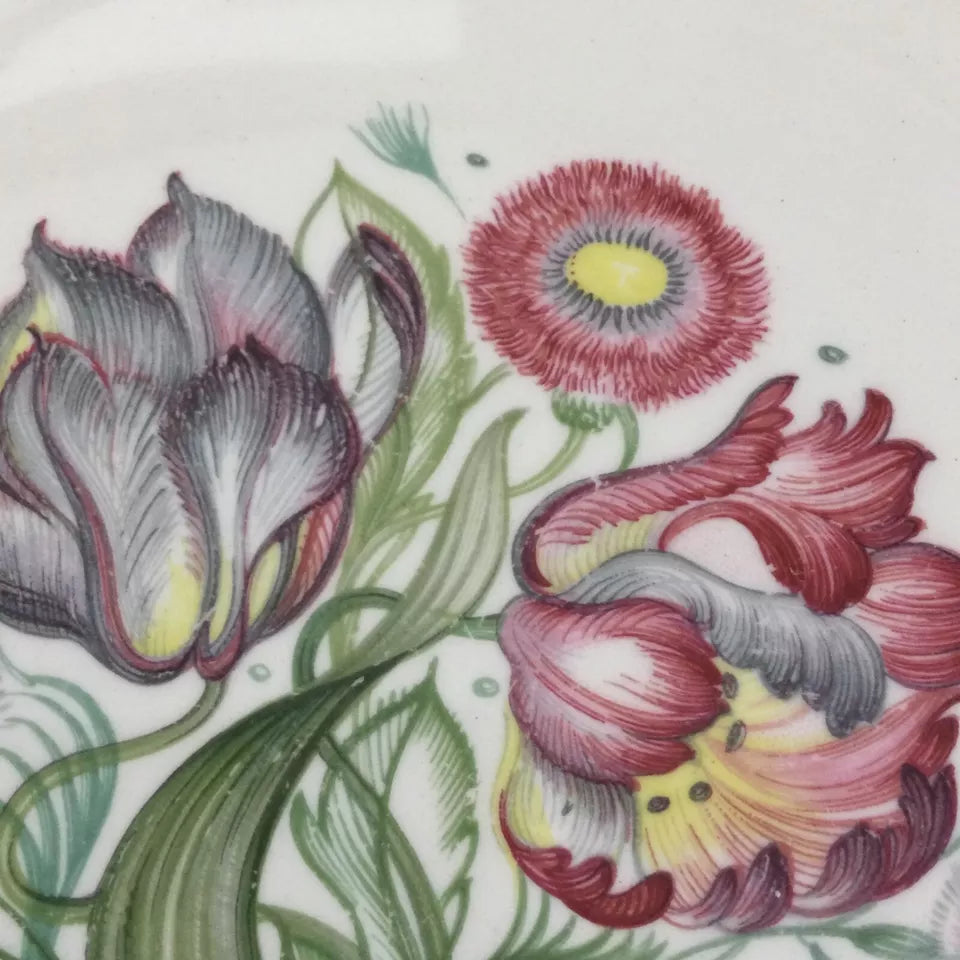 Susie Cooper Parrot Tulip design 10” plate dessert dinner E2396 60s floral green