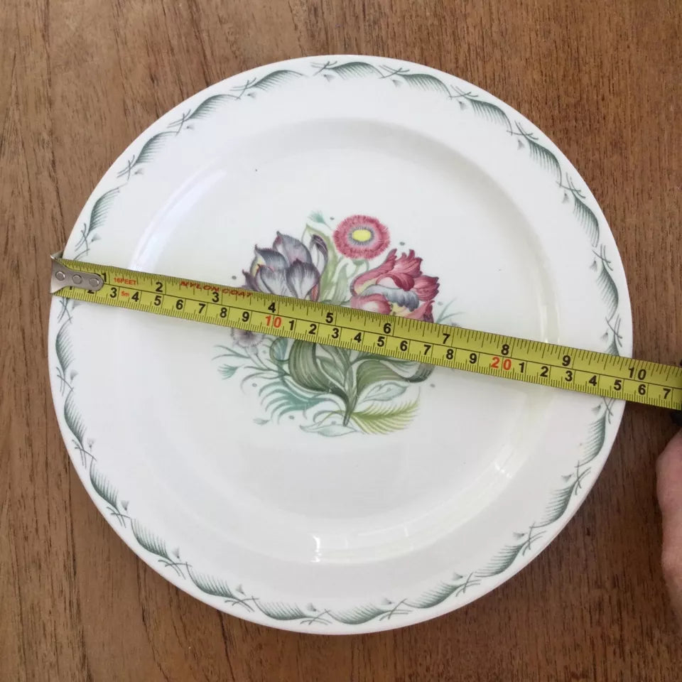 Susie Cooper Crown Works Parrot Tulip design 10”plate dessert dinner floral green