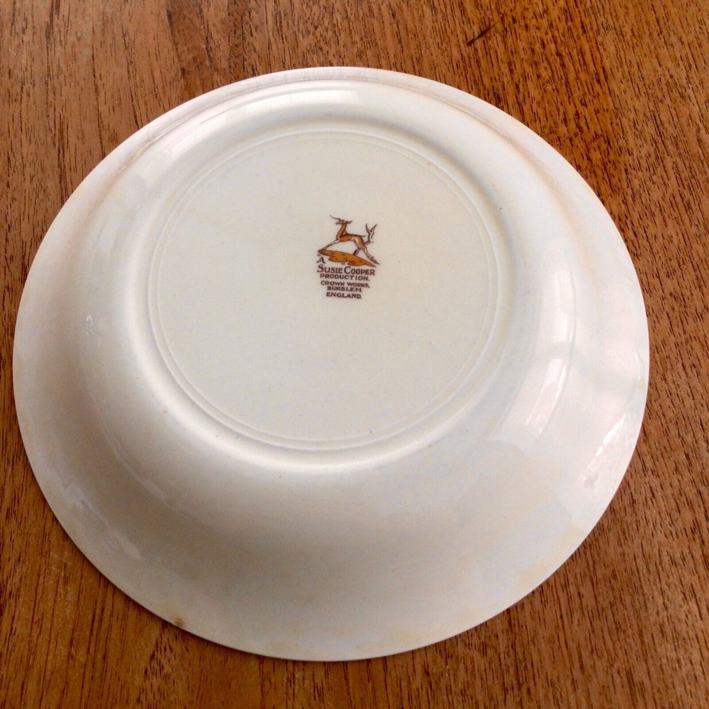 Susie Cooper Production Art Deco Dessert Bowl Flower Design Green Band Pretty