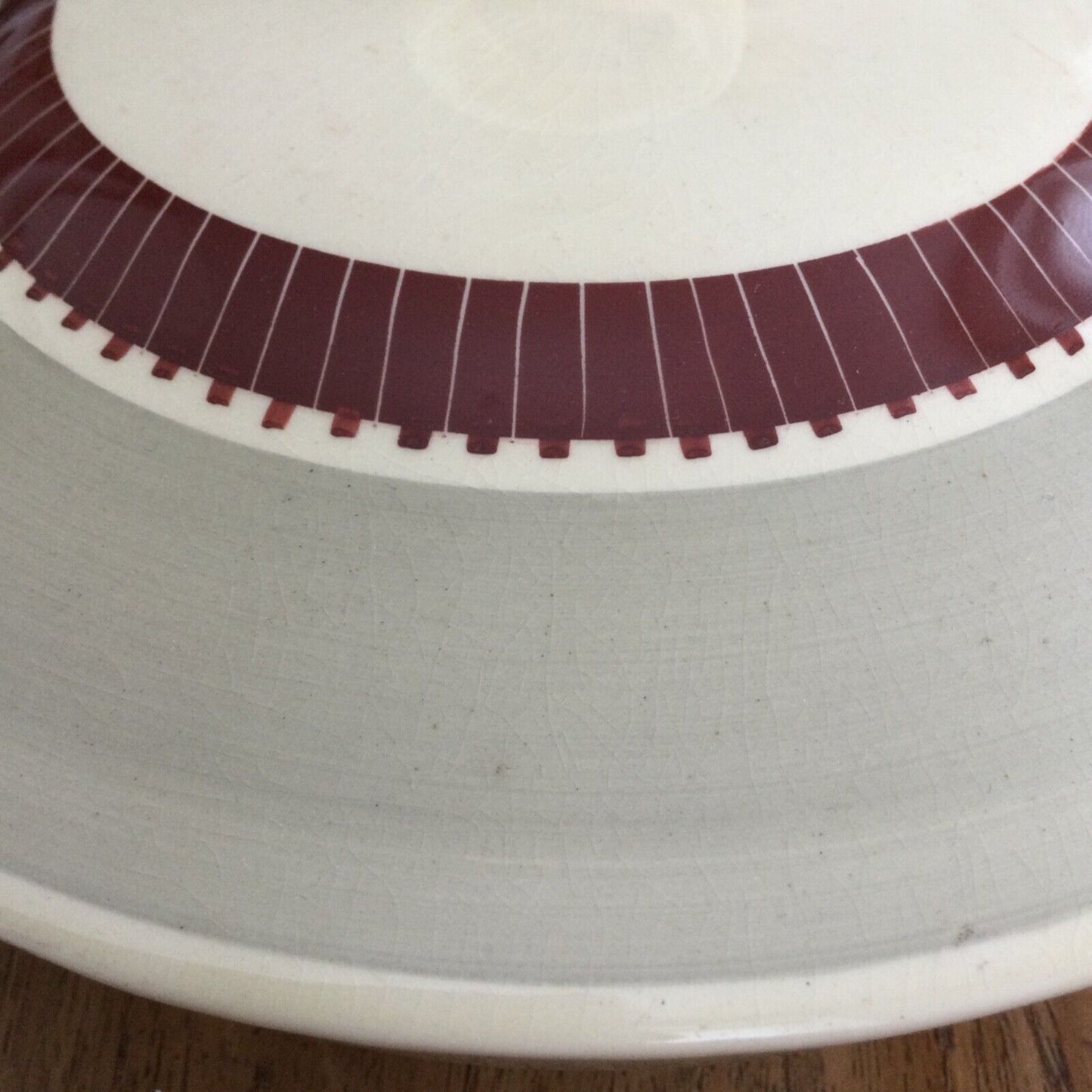 Susie Cooper Crown Works Burslem tureen with lid cream burgundy grey 1521 30s