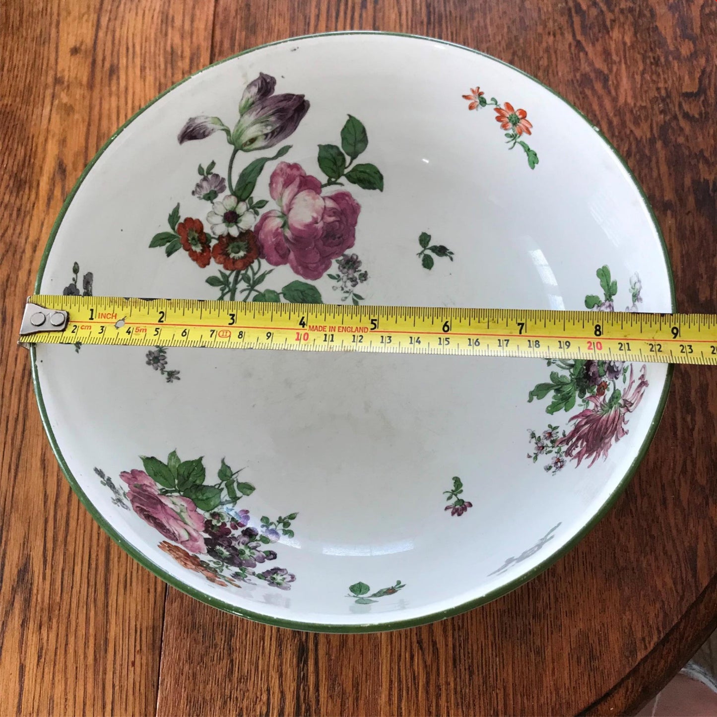 Royal Doulton Vintage Floral Fruit Bowl / Serving Bowl 1930s Cream Green Purple