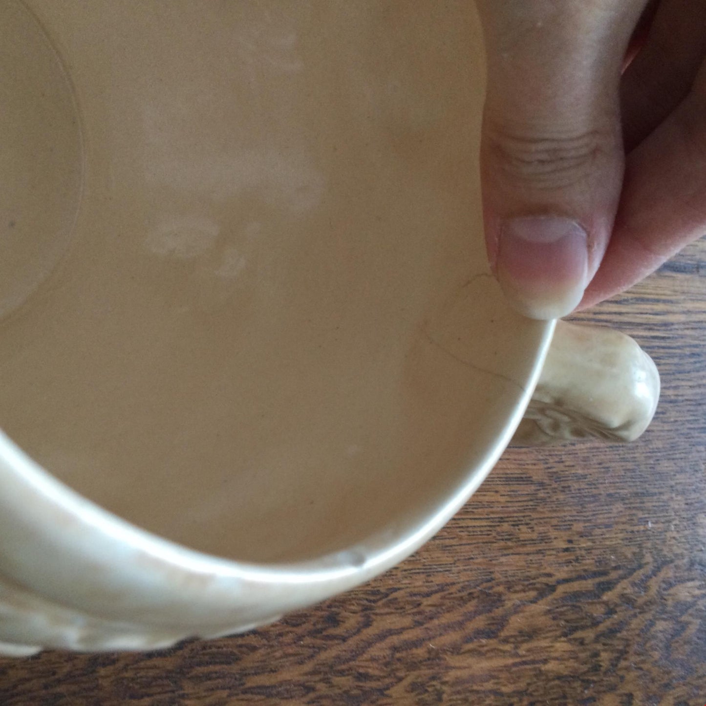 Sadler Vintage Mid Century Soft Matt Glazed Bulbous Round Jug Cream Beige Textured Flowers