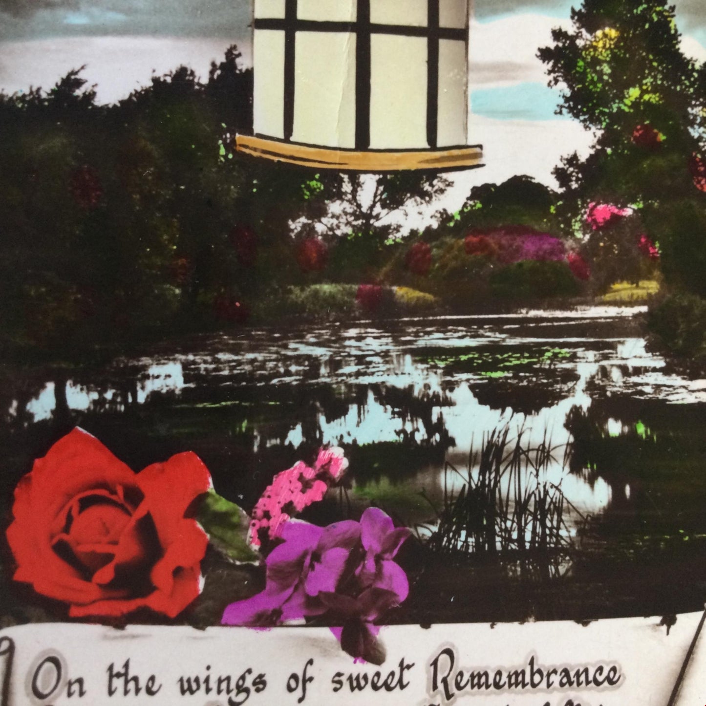 Vintage BIRTHDAY Greetings Postcard DEAR FRIEND hand tinted pretty lake