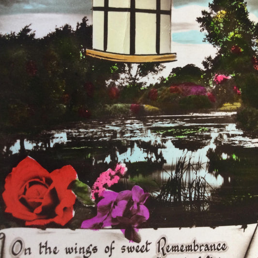 Vintage BIRTHDAY Greetings Postcard DEAR FRIEND hand tinted pretty lake