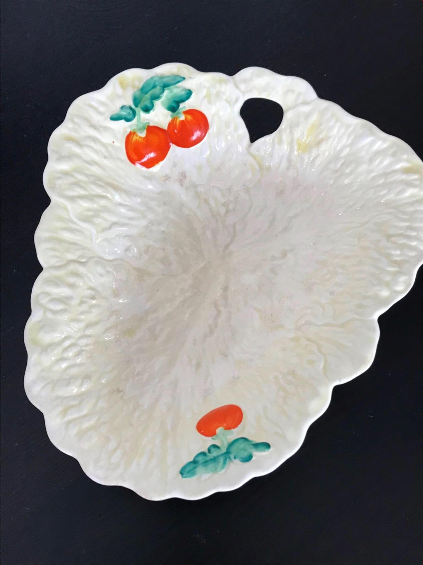 Vintage Beswick Creamy Yellow Cabbage / Lettuce Leaf Tomato Salad Ware Dish. Leaf shape.