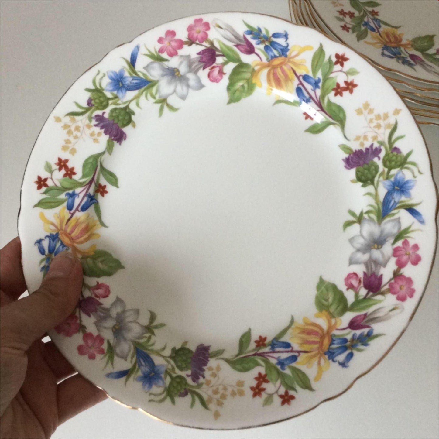 Vintage Shelley Spring Bouquet Gainsborough 8” plate salad tea 13651 fluted