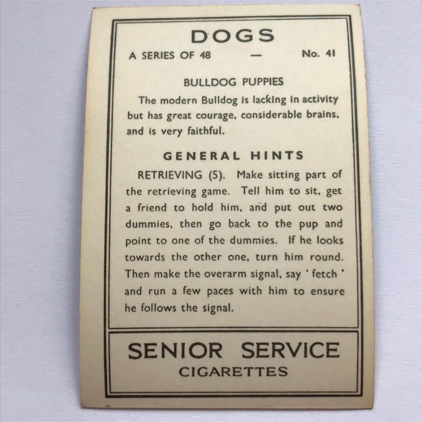 DOGS - SENIOR SERVICE CIGARETTE CARDS 1930S PHOTOS - take your pick