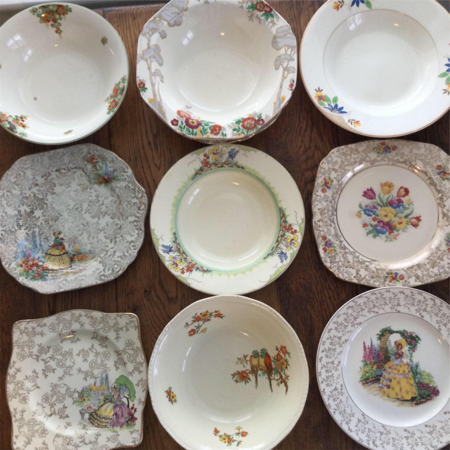 VINTAGE Kirklands Etruria Embassy Ware Plate Yellow Crinoline Lady in Garden