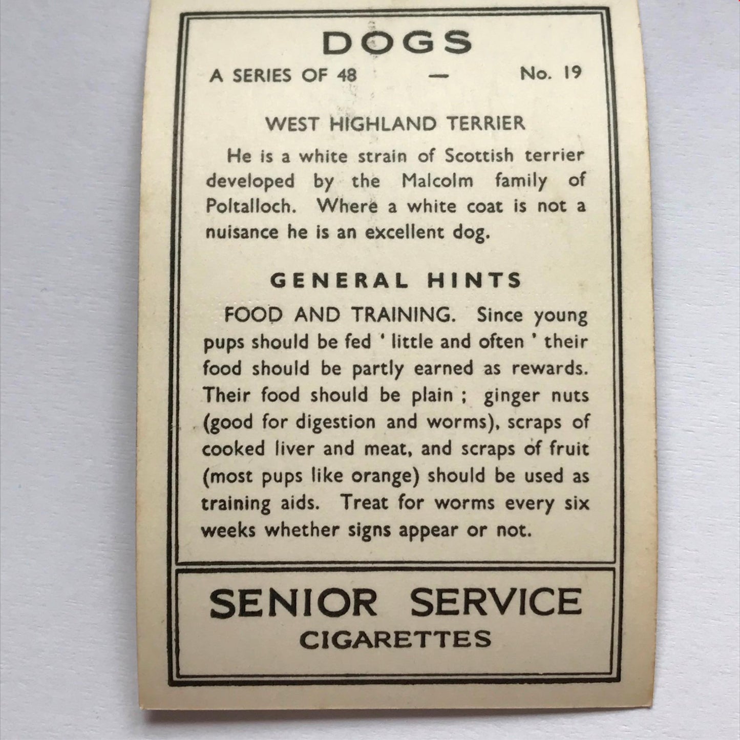DOGS - SENIOR SERVICE CIGARETTE CARDS 1930S PHOTOS - take your pick