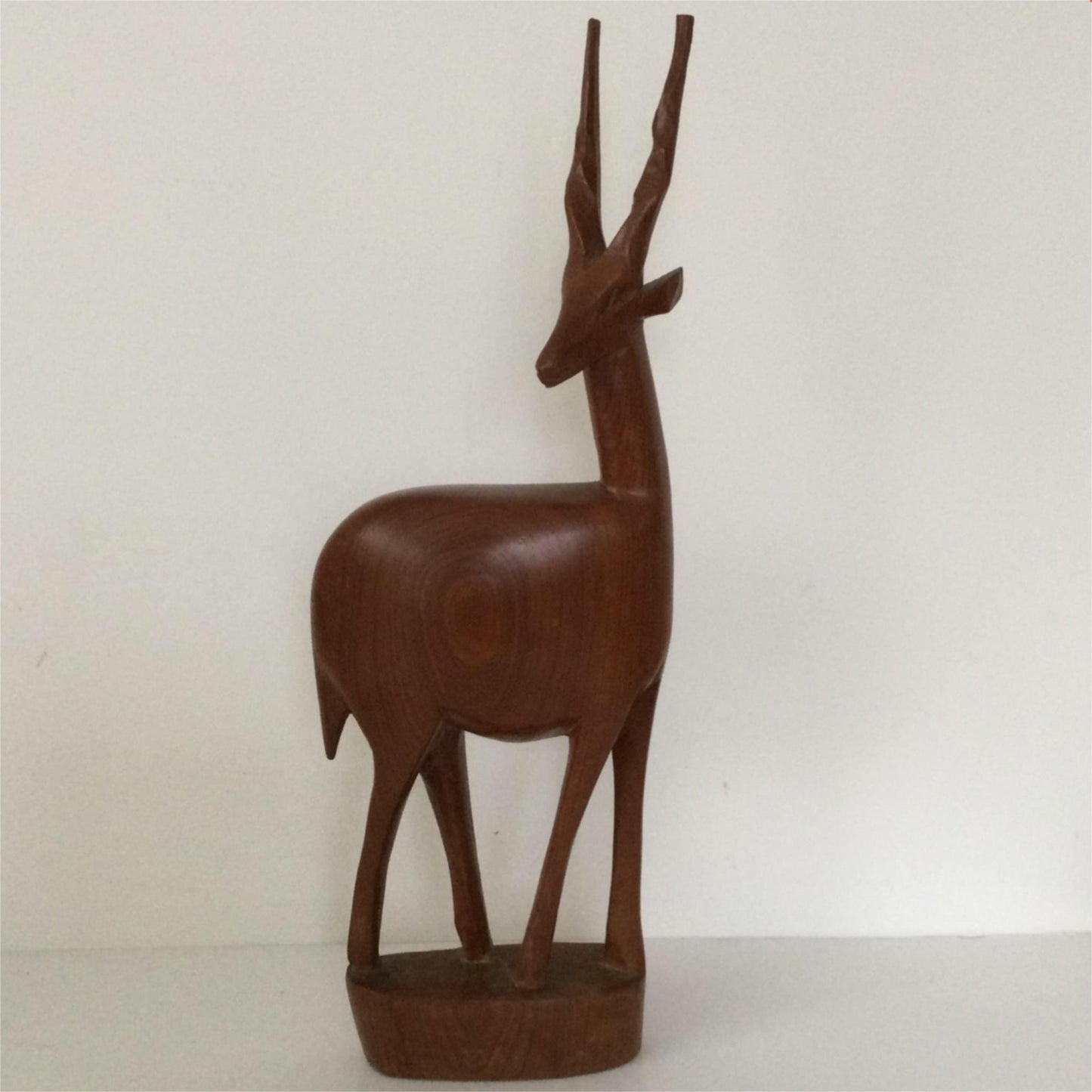 Mid century wooden carved African Antelope Gazelle Retro 50s 60s 70s 35.4cm high