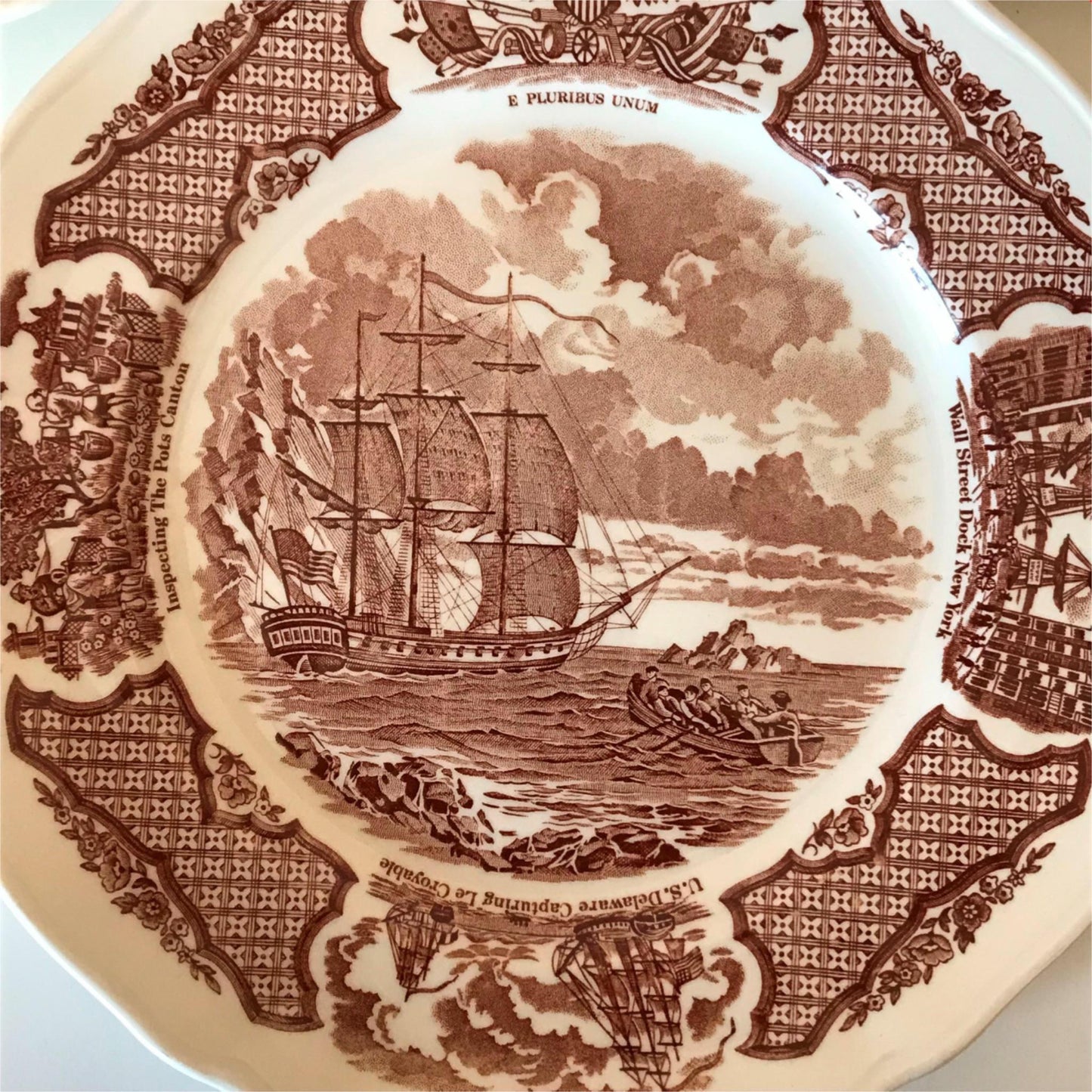 Alfred Meakin retro 1970s set of 6 8” plates Fair Winds brown China America