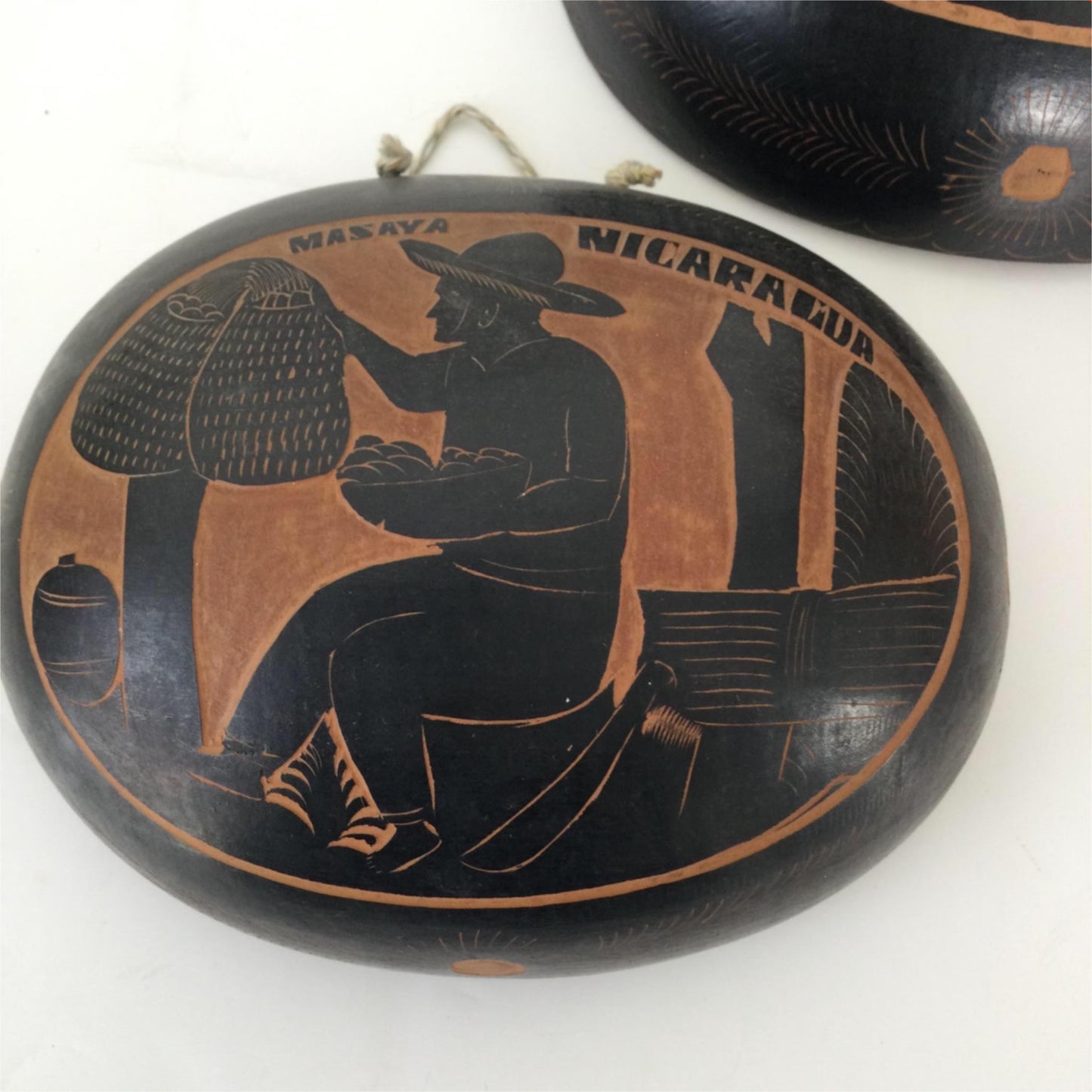 Carved coconut shell wall art / decor from Masaya, Nicaragua - Souvenir - Rustic Decor - Wooden Carving