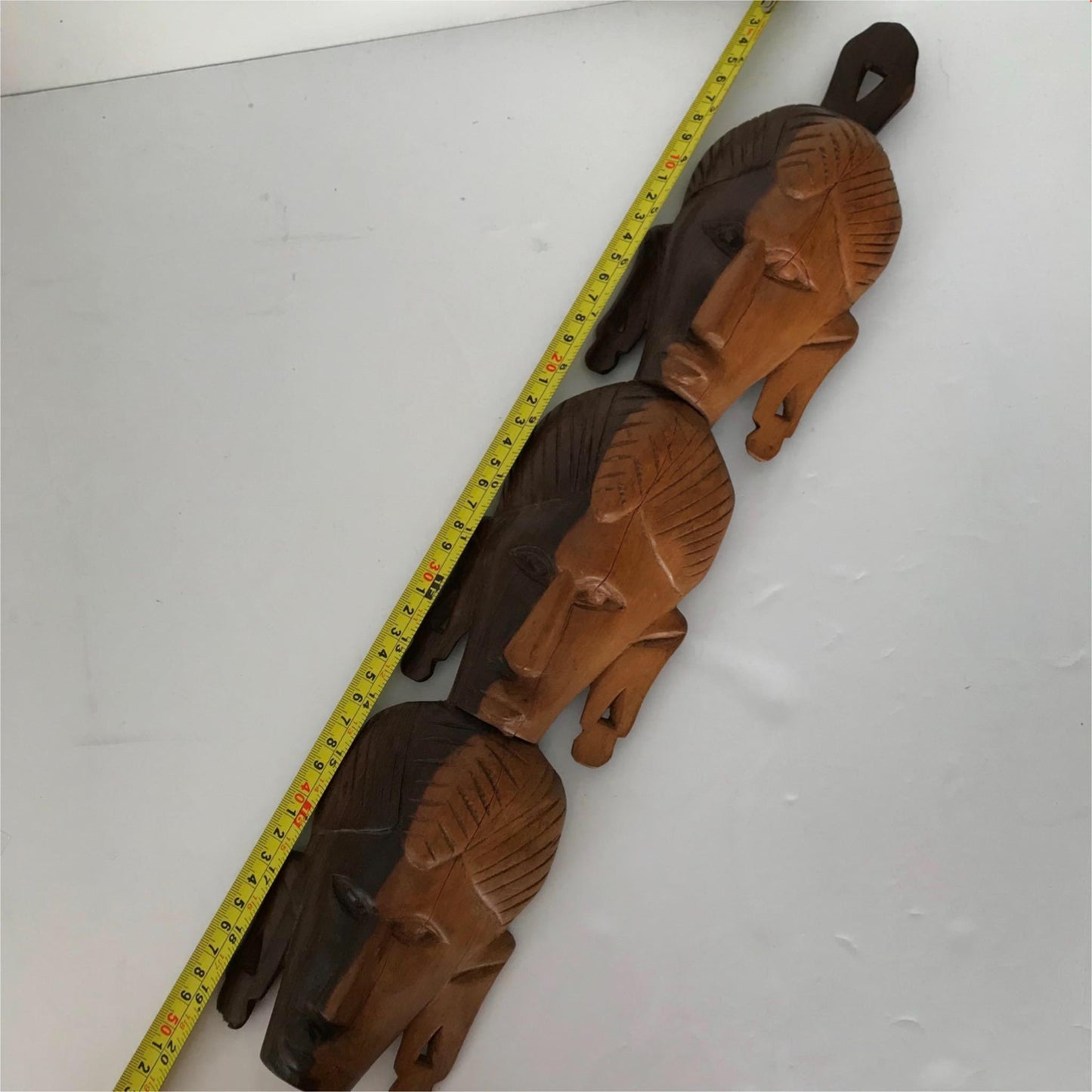 Vintage African Tribal Wall hanging wooden faces long heavy