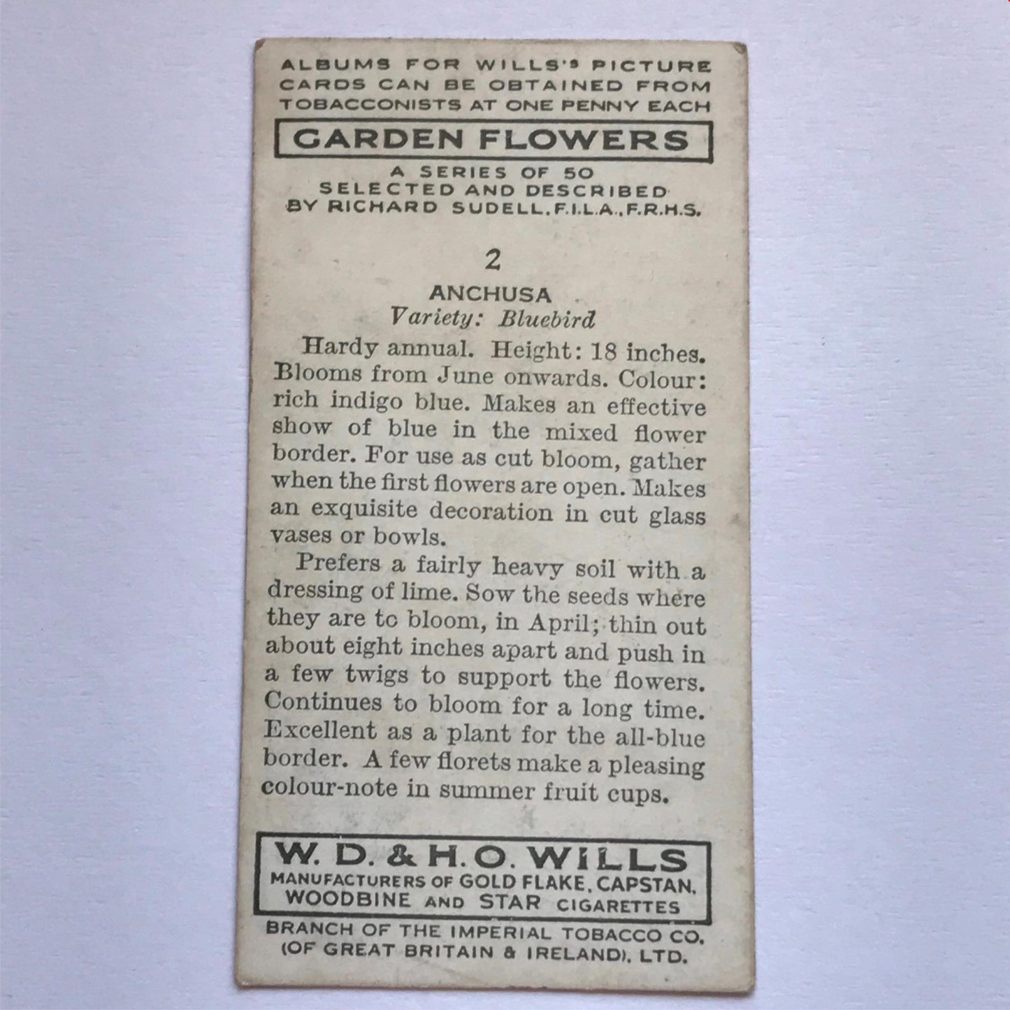 Wills Cigarette Cards GARDEN FLOWERS 1939 1930s - Pick! the ones you want