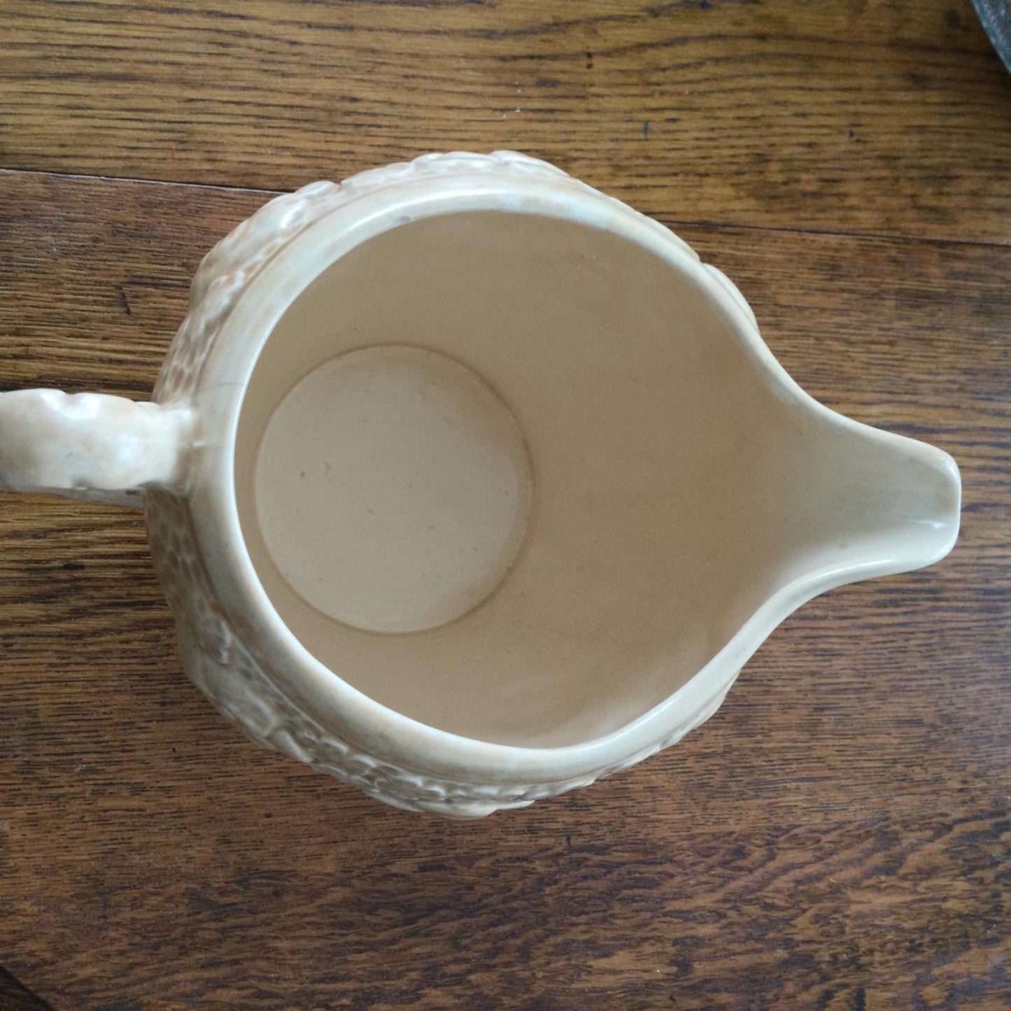 Sadler Vintage Mid Century Soft Matt Glazed Bulbous Round Jug Cream Beige Textured Flowers