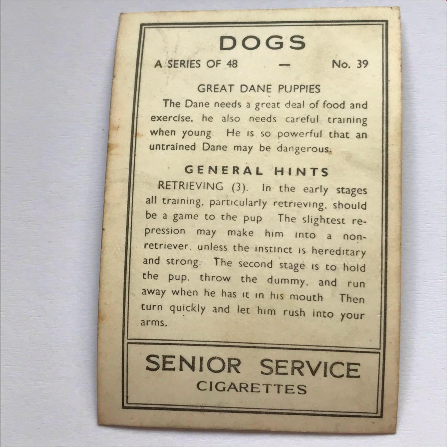 DOGS - SENIOR SERVICE CIGARETTE CARDS 1930S PHOTOS - take your pick