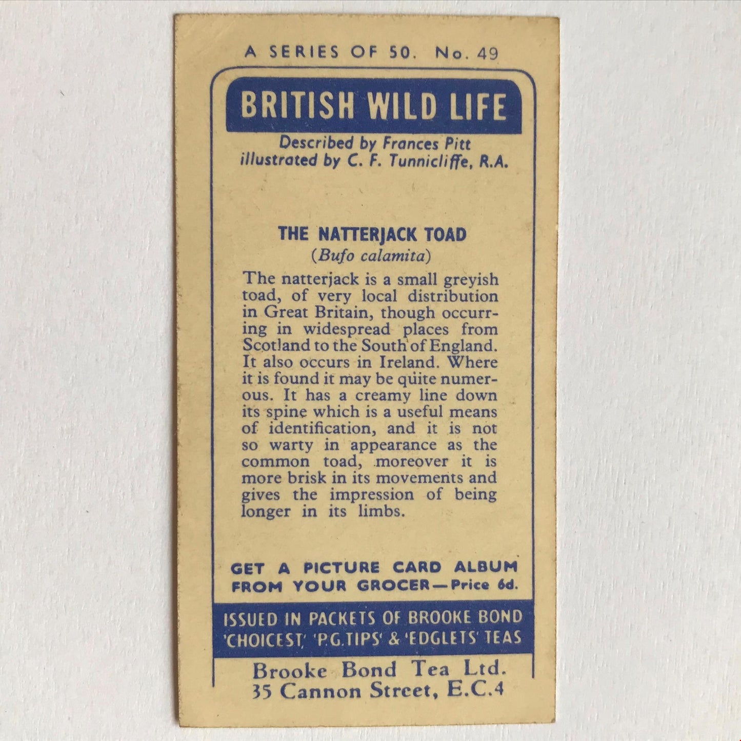 BRITISH WILD LIFE - Brooke Bond Tea Cards - Take your pick - wildlife pictures