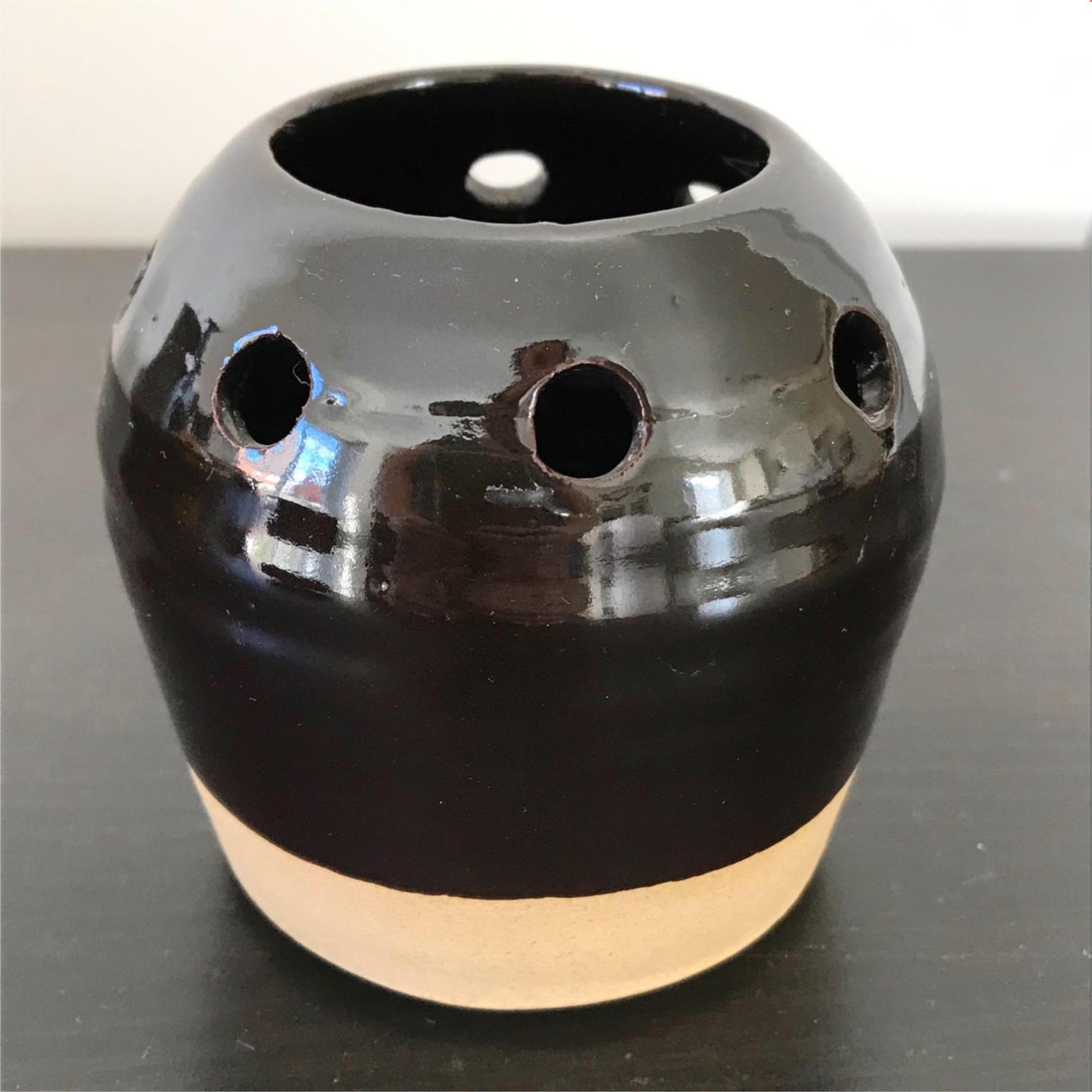 POT POURRI HOLDER POTTERY TEA LIGHT HOLDER RUSTIC ARTISAN STUDIO BROWN