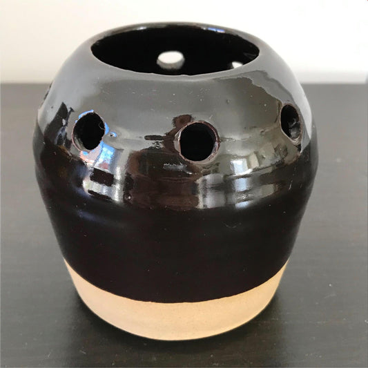 POT POURRI HOLDER POTTERY TEA LIGHT HOLDER RUSTIC ARTISAN STUDIO BROWN